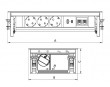 Врезной блок с крышкой - 3 розетки 220 В, зарядное устройство USB A/C 30Вт, 2 компьютерных разъема RJ 45 кат.6